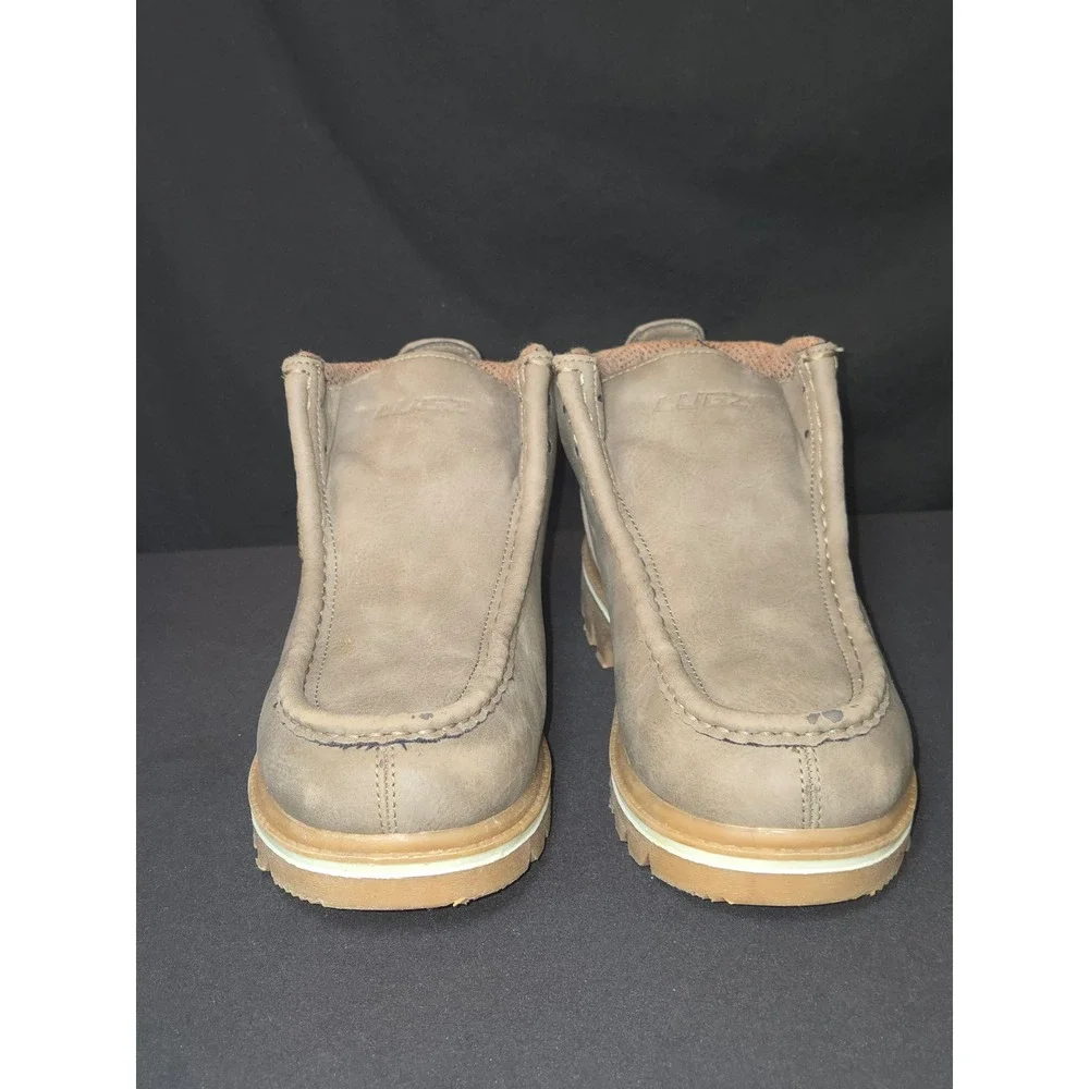 Lugz fringe‎ strutt vintage Suede Moc Toe Ankle Boots Khaki Men's Size 8 USA